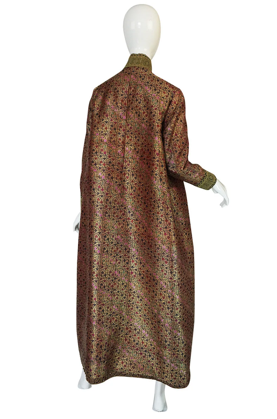 1950s Gold Silk Brocade Coat Made of Antique Persian Silk