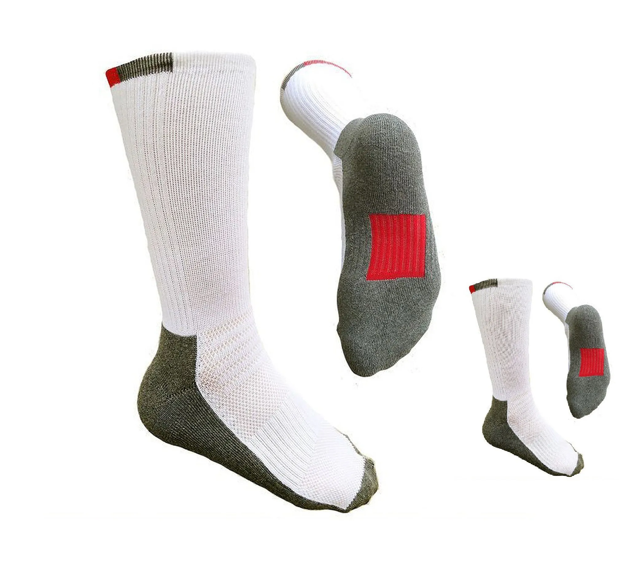 2 x Pack of Roxter Motorcycle Socks Twin Pack White/Grey/Red - Size 8 to 13