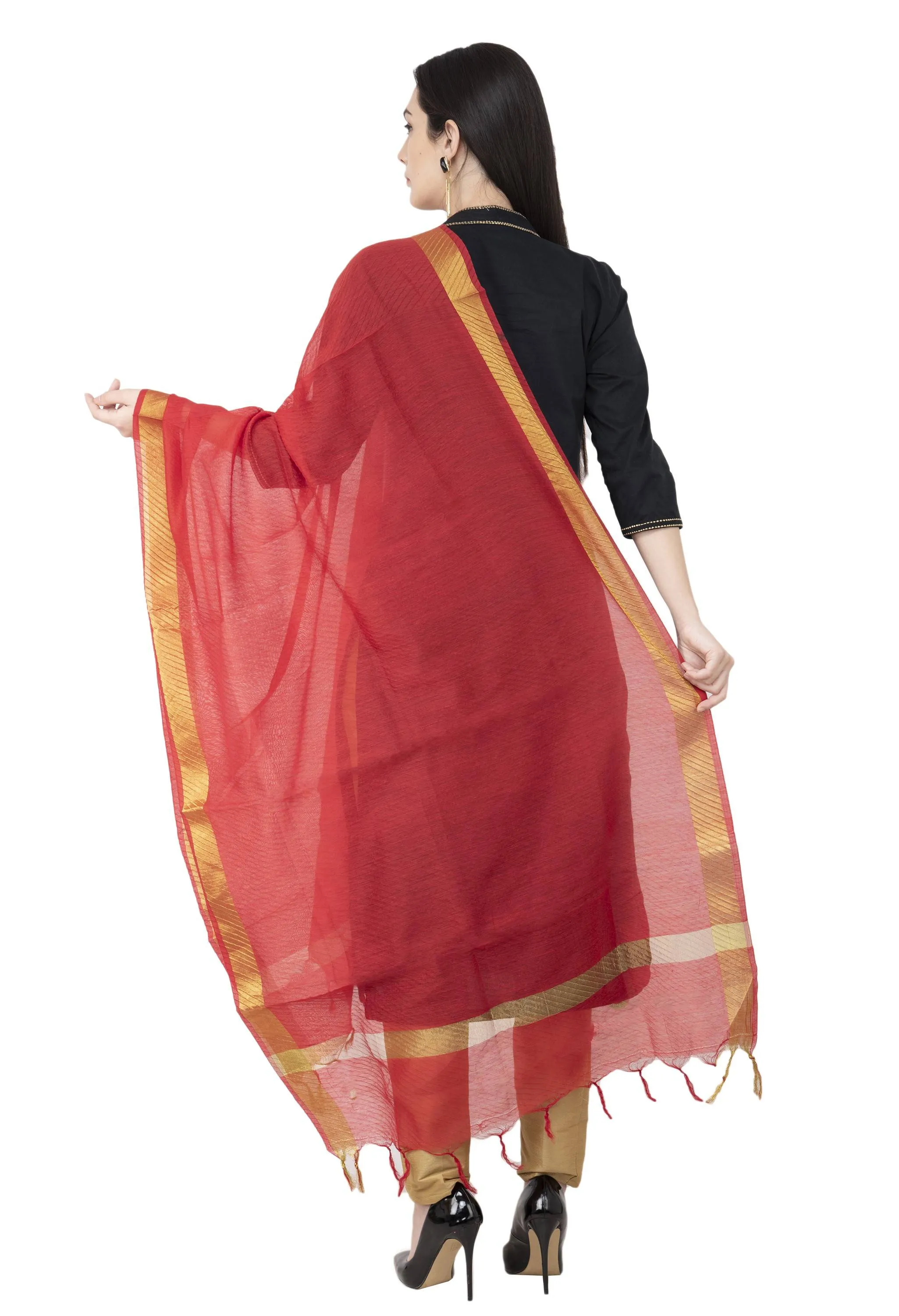 A R SILK Golden Color Fancy Silk Dupattas and Chunnis