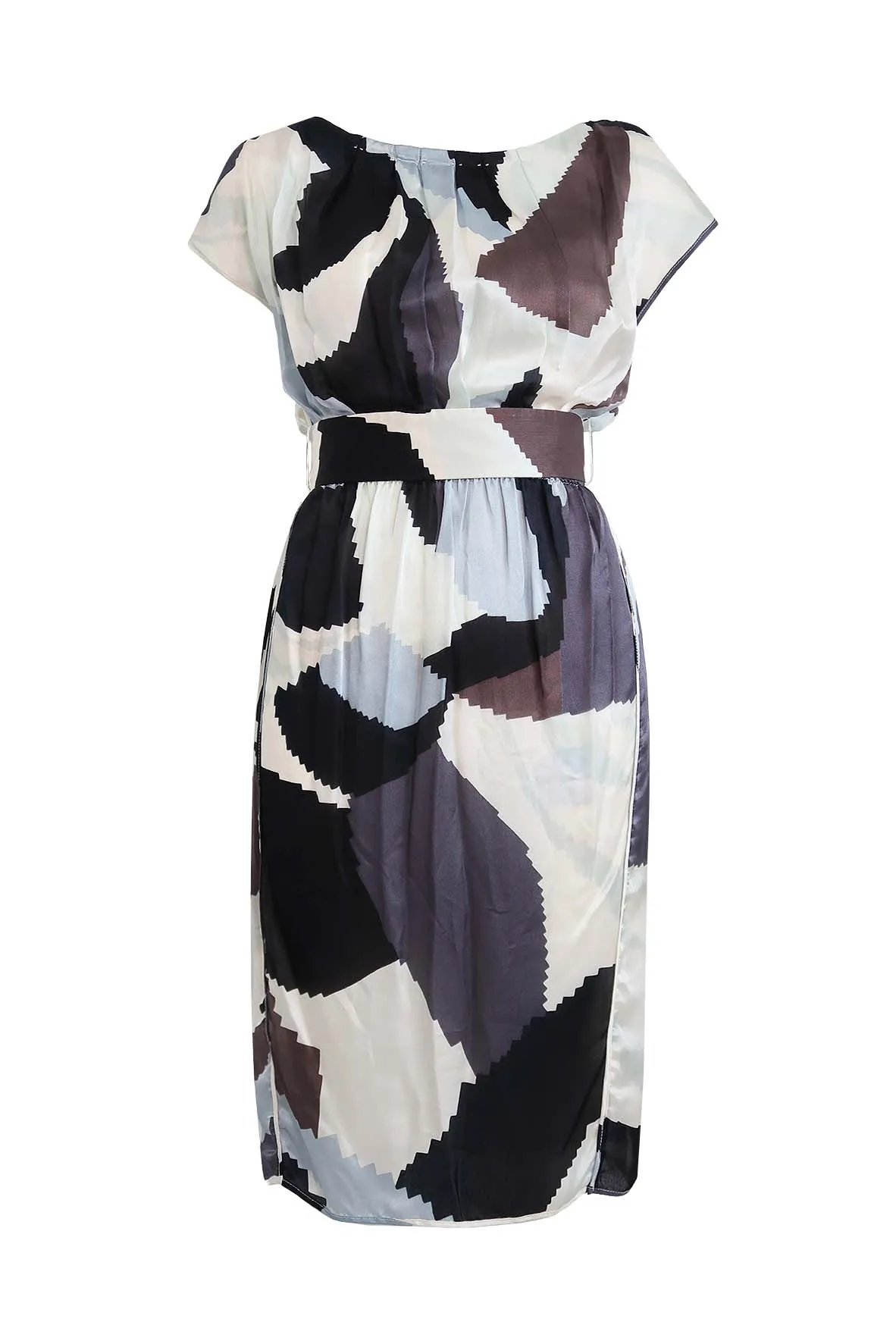 Abstract Print Silk Dress