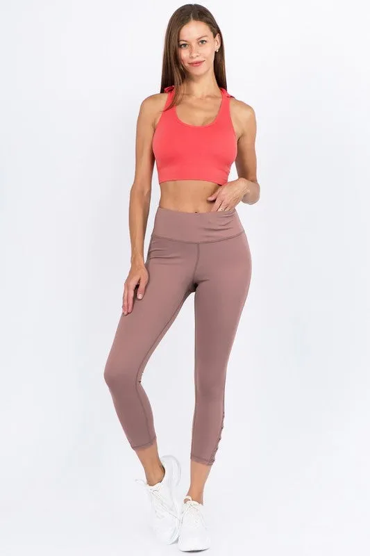 Active Crisscross Mesh Ankle Capri Legging-Mauve