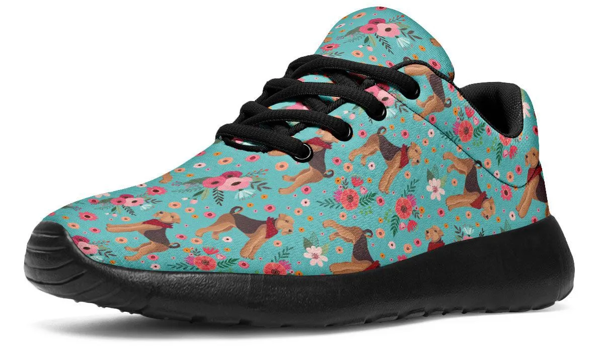 Airedale Terrier Flower Athletic Sneakers