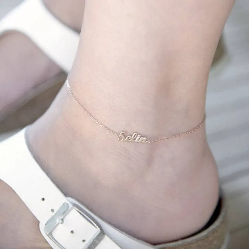 Ankle Bracelet with Name  Ankle Bracelet Name Anklet Custom Name  Anklet With Name