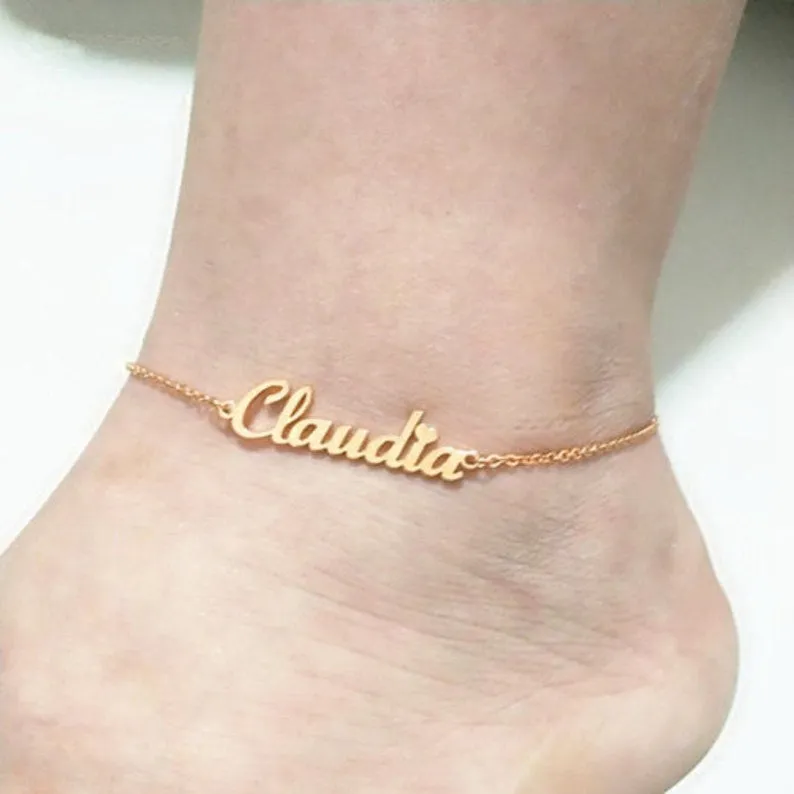 Ankle Bracelet with Name  Ankle Bracelet Name Anklet Custom Name  Anklet With Name