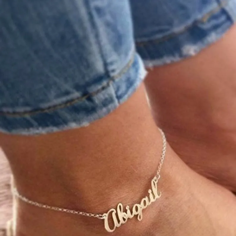 Ankle Bracelet with Name  Ankle Bracelet Name Anklet Custom Name  Anklet With Name