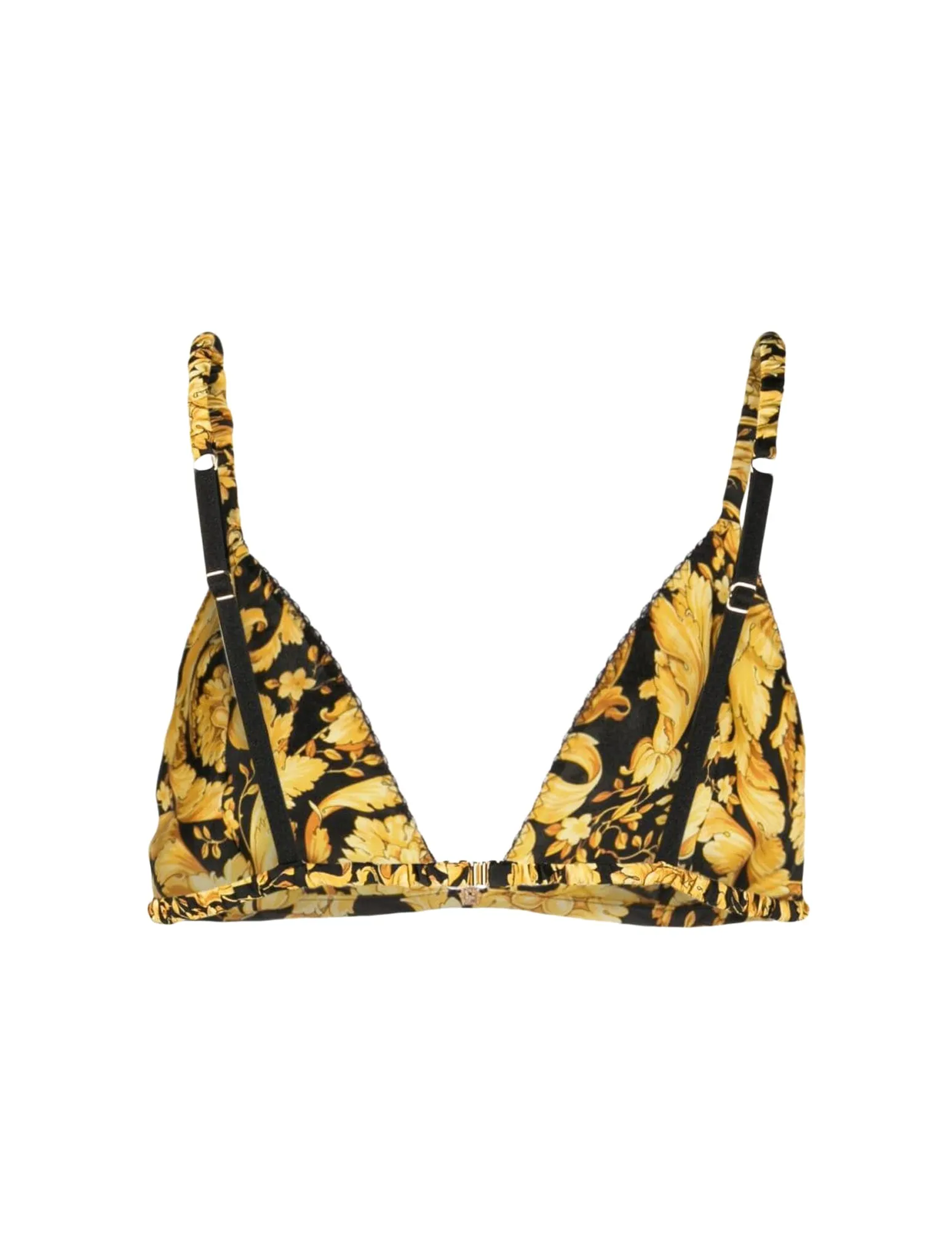 Barocco-print silk bra