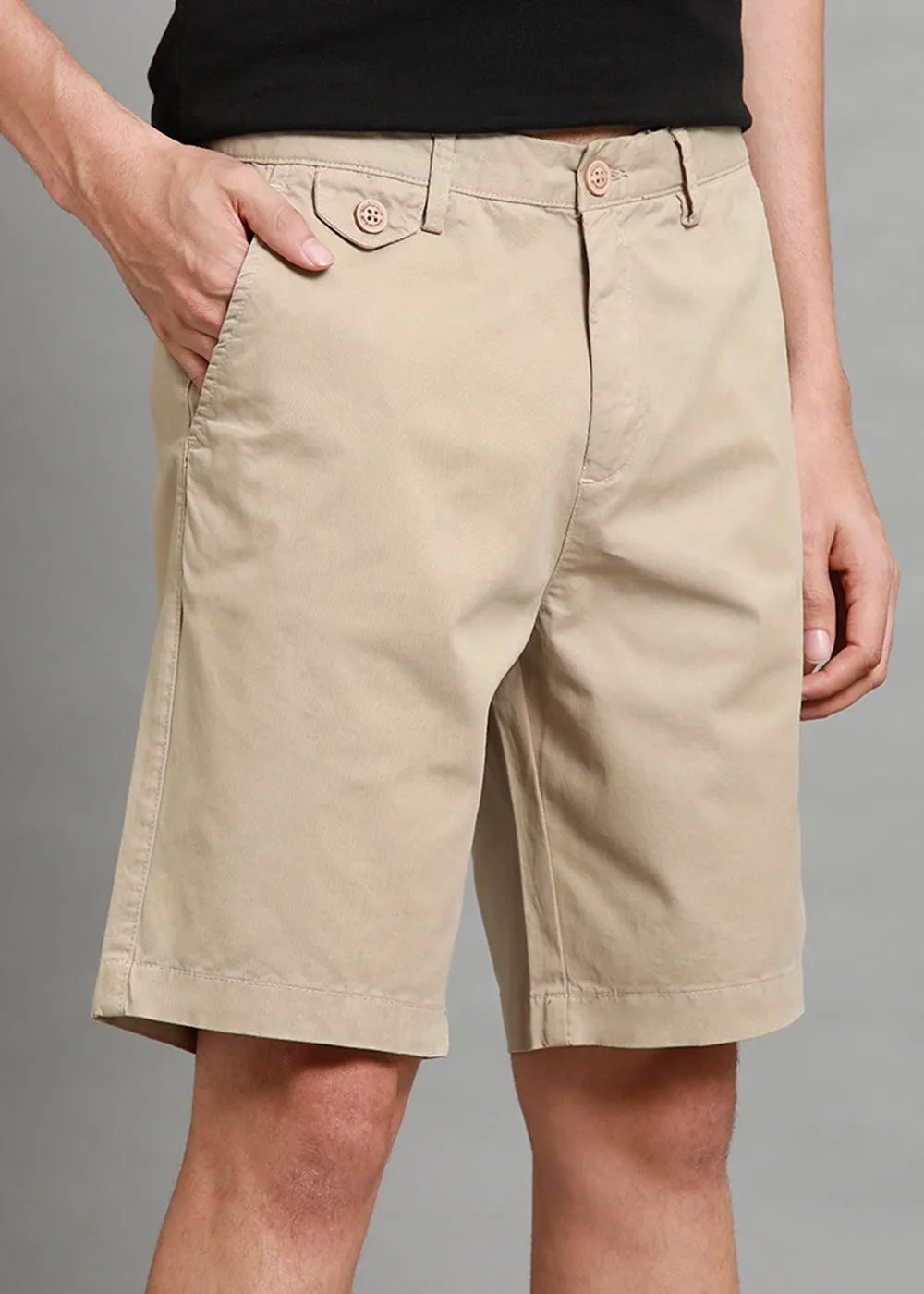 Beige Cotton Shorts