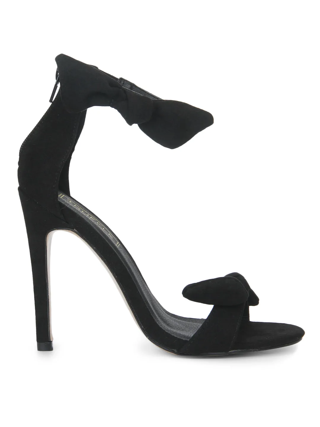 Black Bow Ankle Strap Stilettos