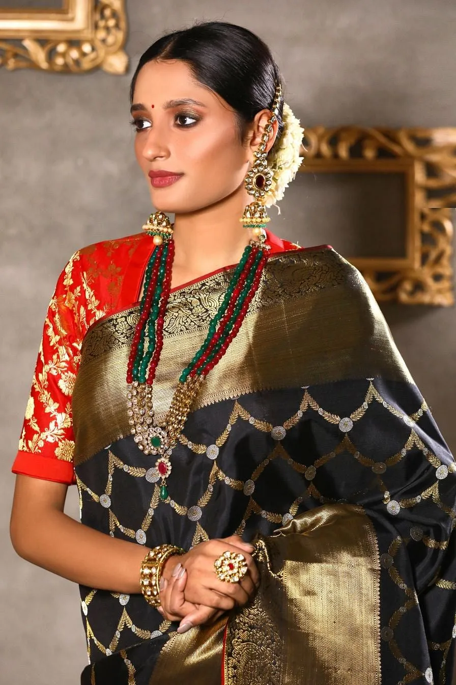 Black kanjeevaram silk saree