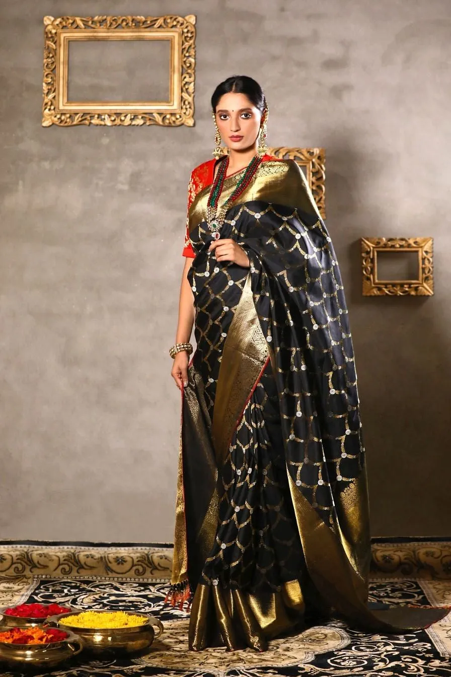 Black kanjeevaram silk saree