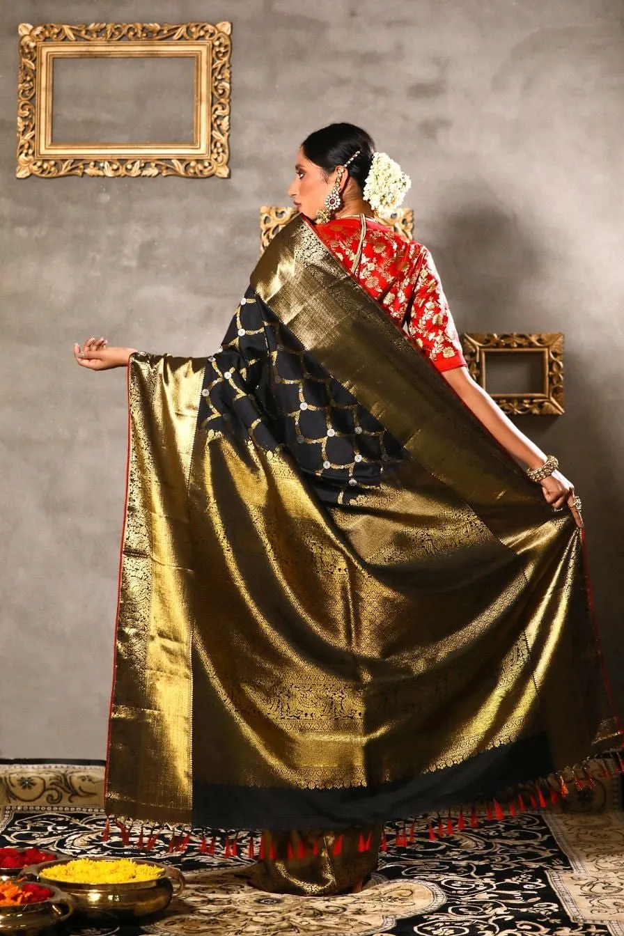 Black kanjeevaram silk saree