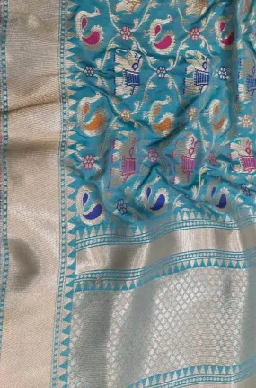 Blue Banarasi Silk Dupatta