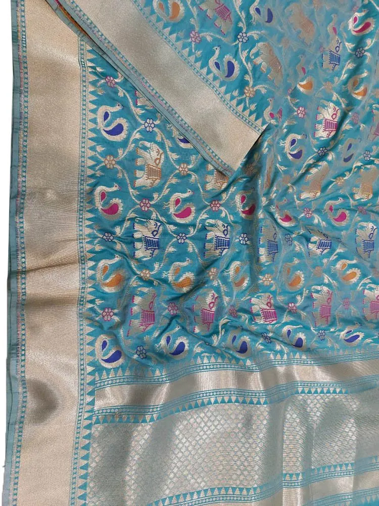 Blue Banarasi Silk Dupatta