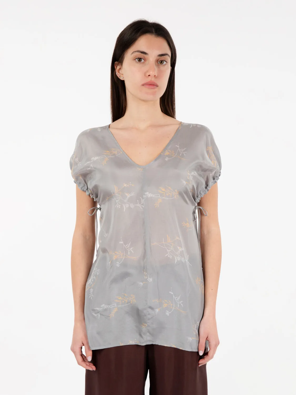 Blusa silk bouquet cenere