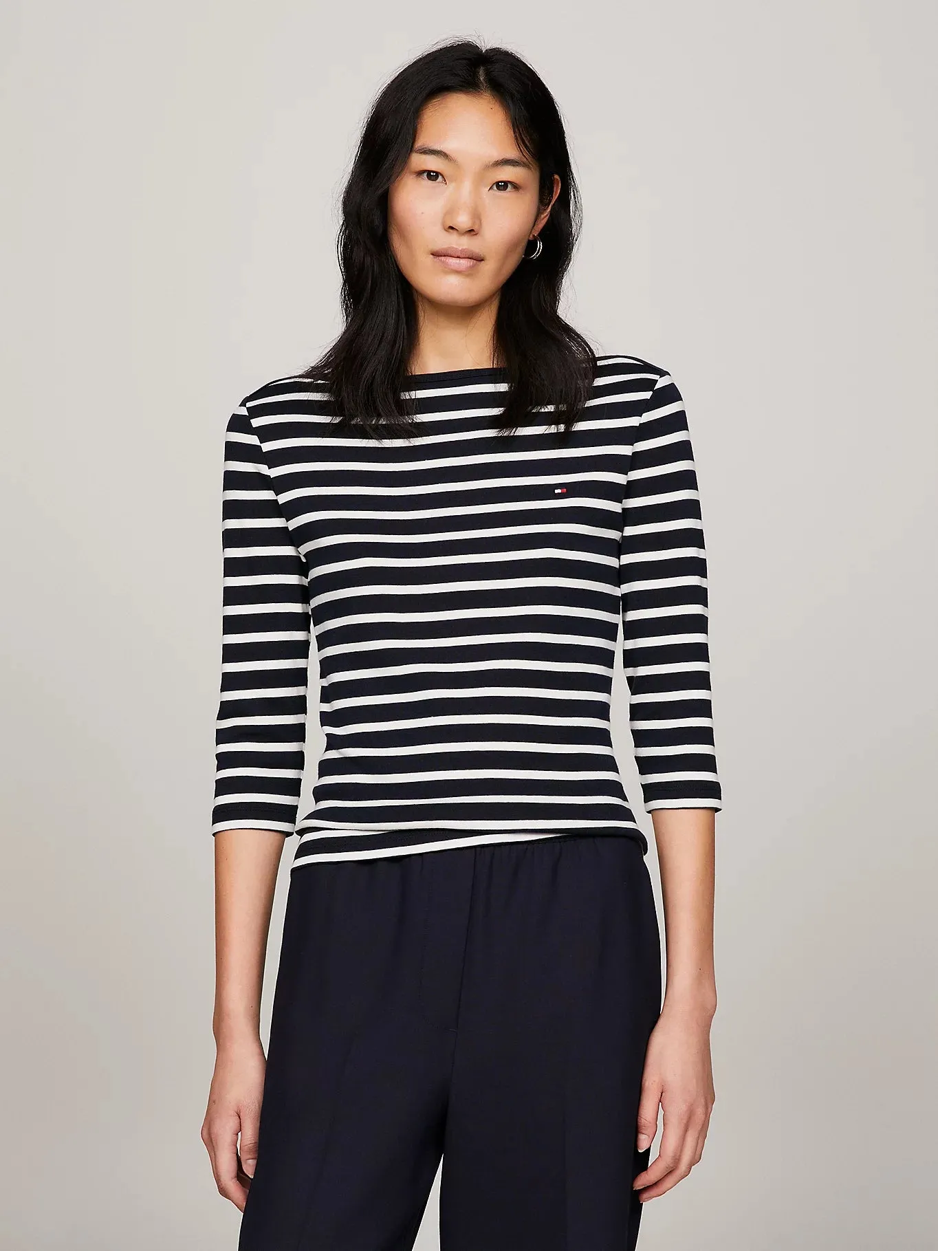 Breton THREE-QUARTER SLEEVE BOAT NECK T-SHIRT