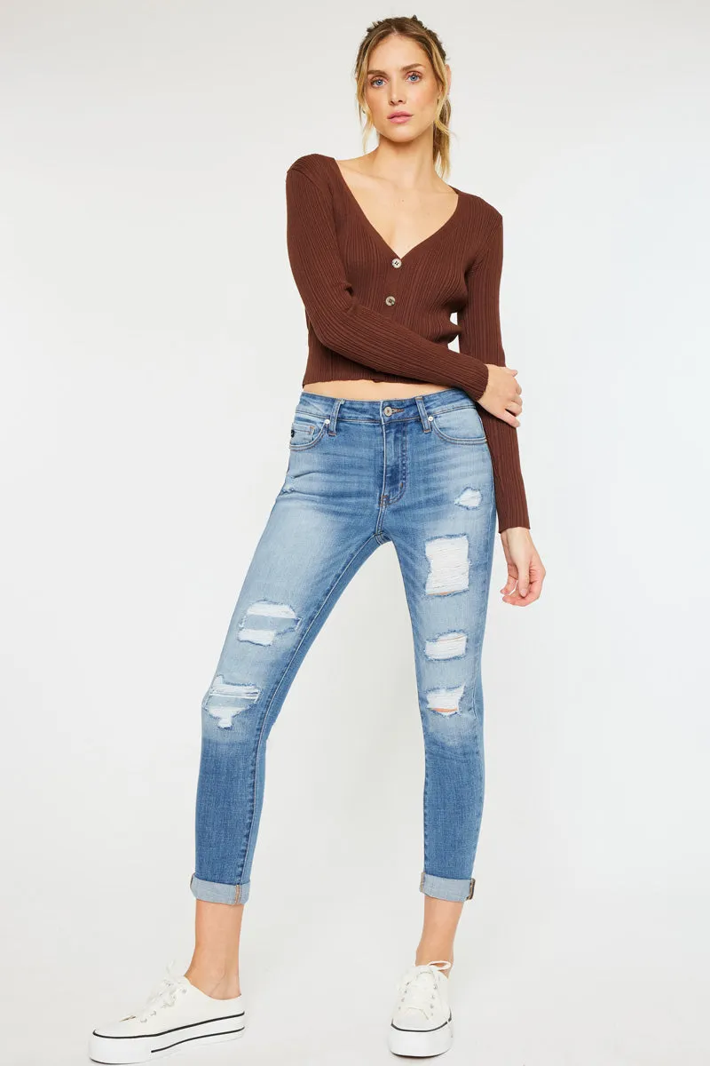 Caroline Mid Rise Ankle Skinny Jeans