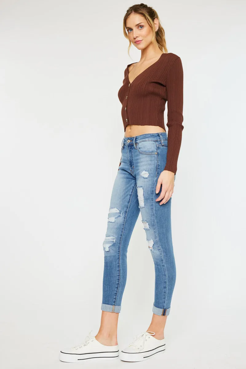 Caroline Mid Rise Ankle Skinny Jeans