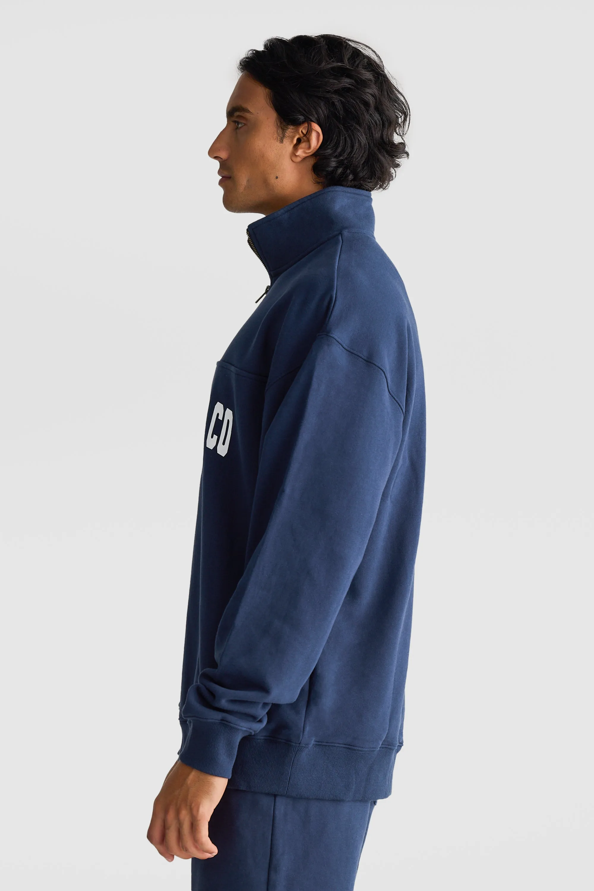 College Logo Quarter Zip Navy