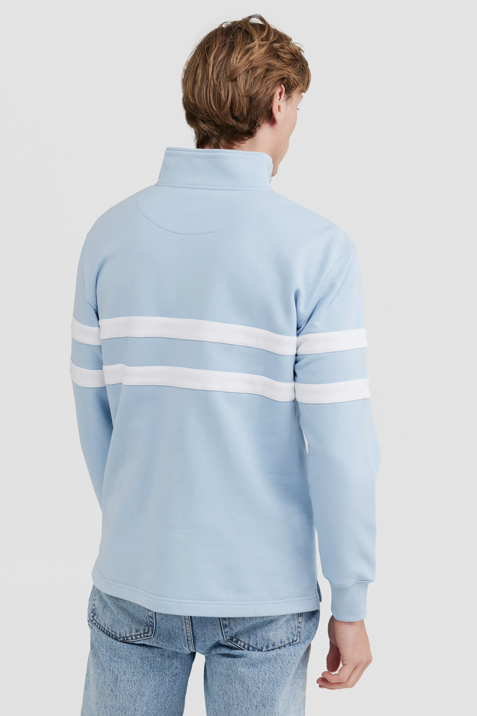 Collegiate Stripe Quarter Zip Pale Blue