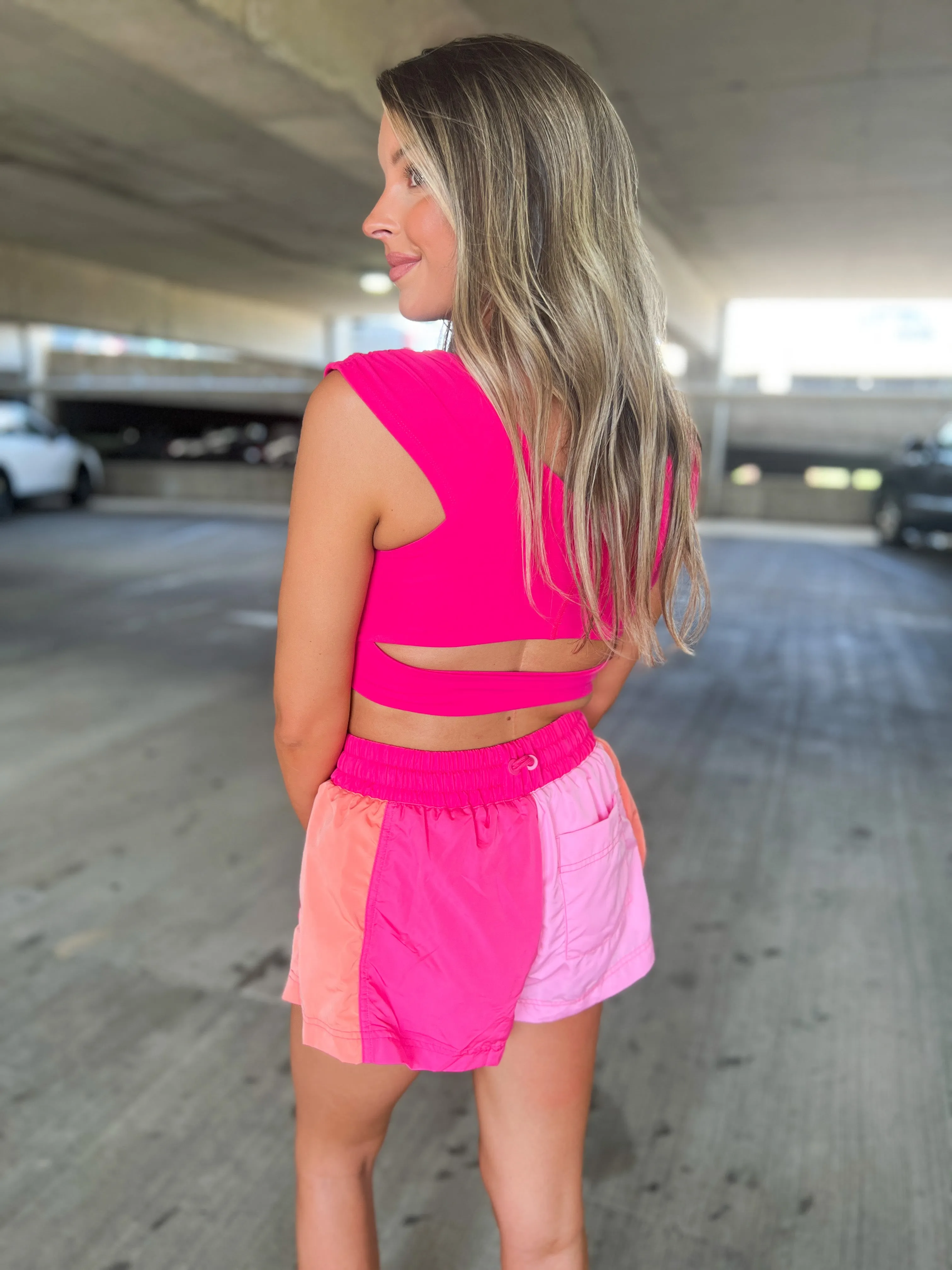 Color Block Athletic Shorts