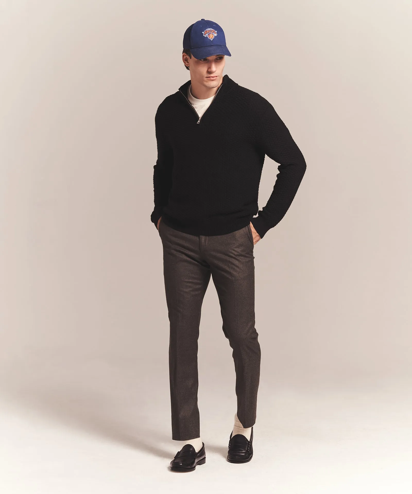 Cotton Cashmere Textured Quarter Zip