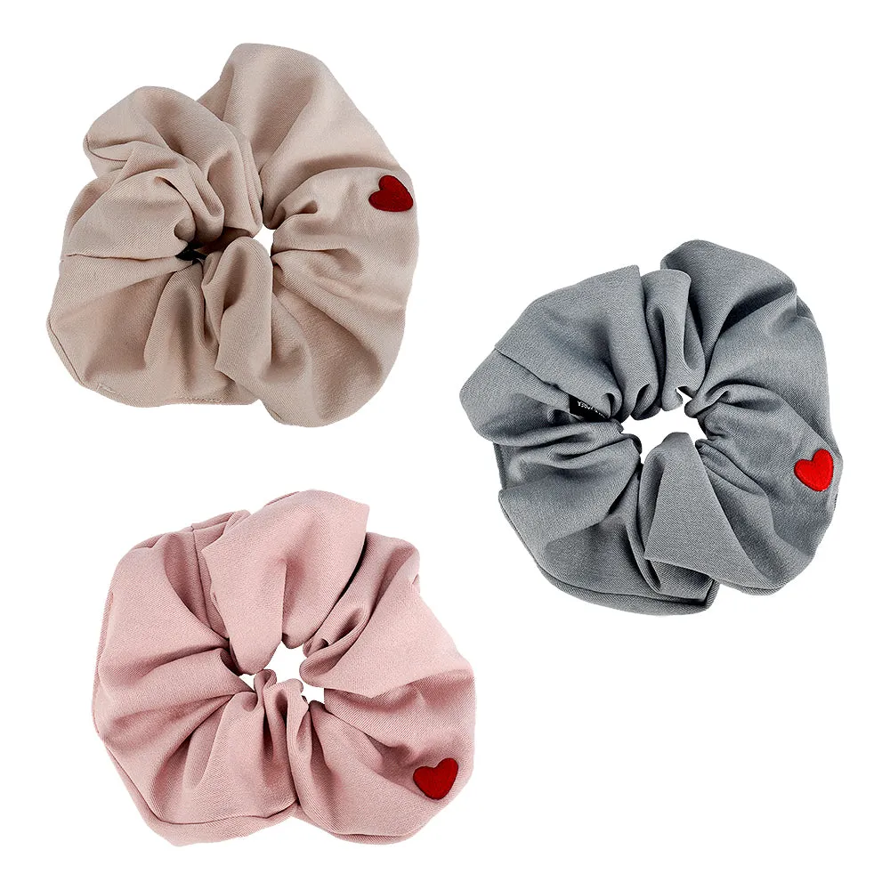 COTTON HEART SCRUNCHIES