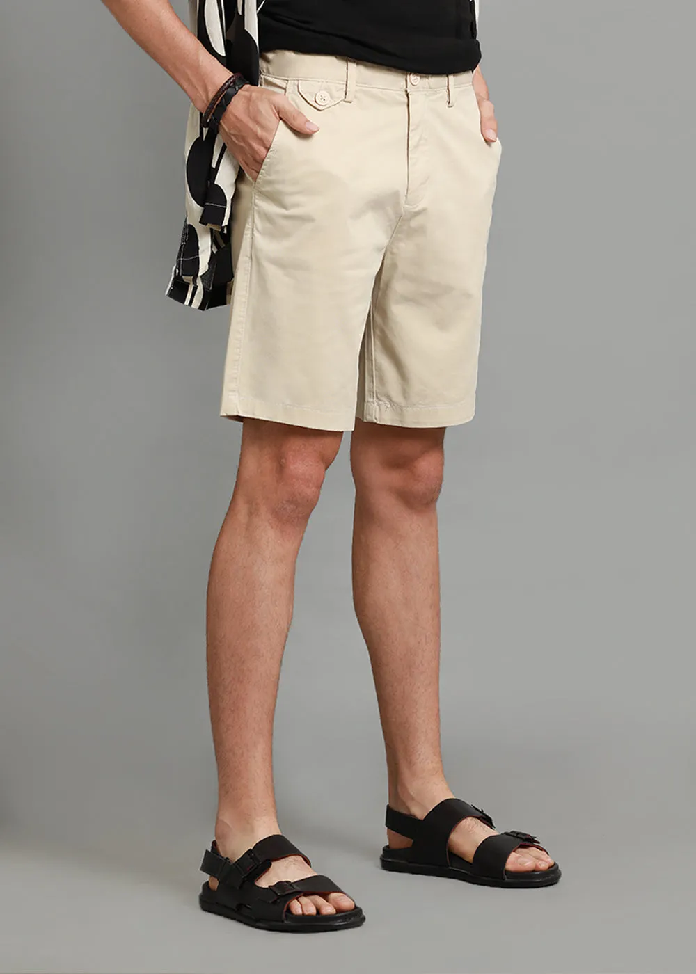 Cream Cotton Shorts