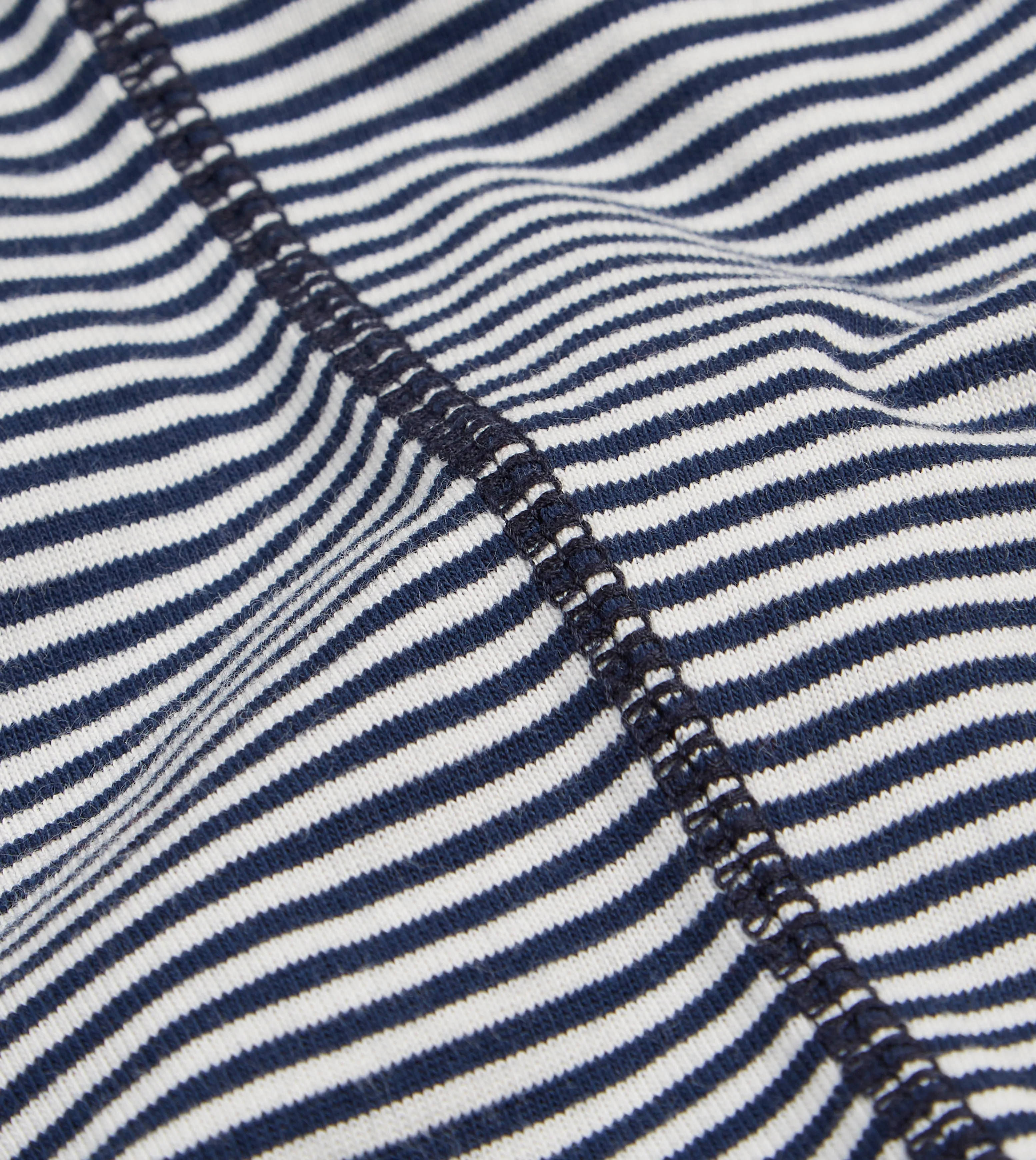 Ecru and Navy Stripe Cotton Crew Neck Hiking T-Shirt