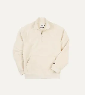 Ecru Cotton Quarter Zip Sweatshirt