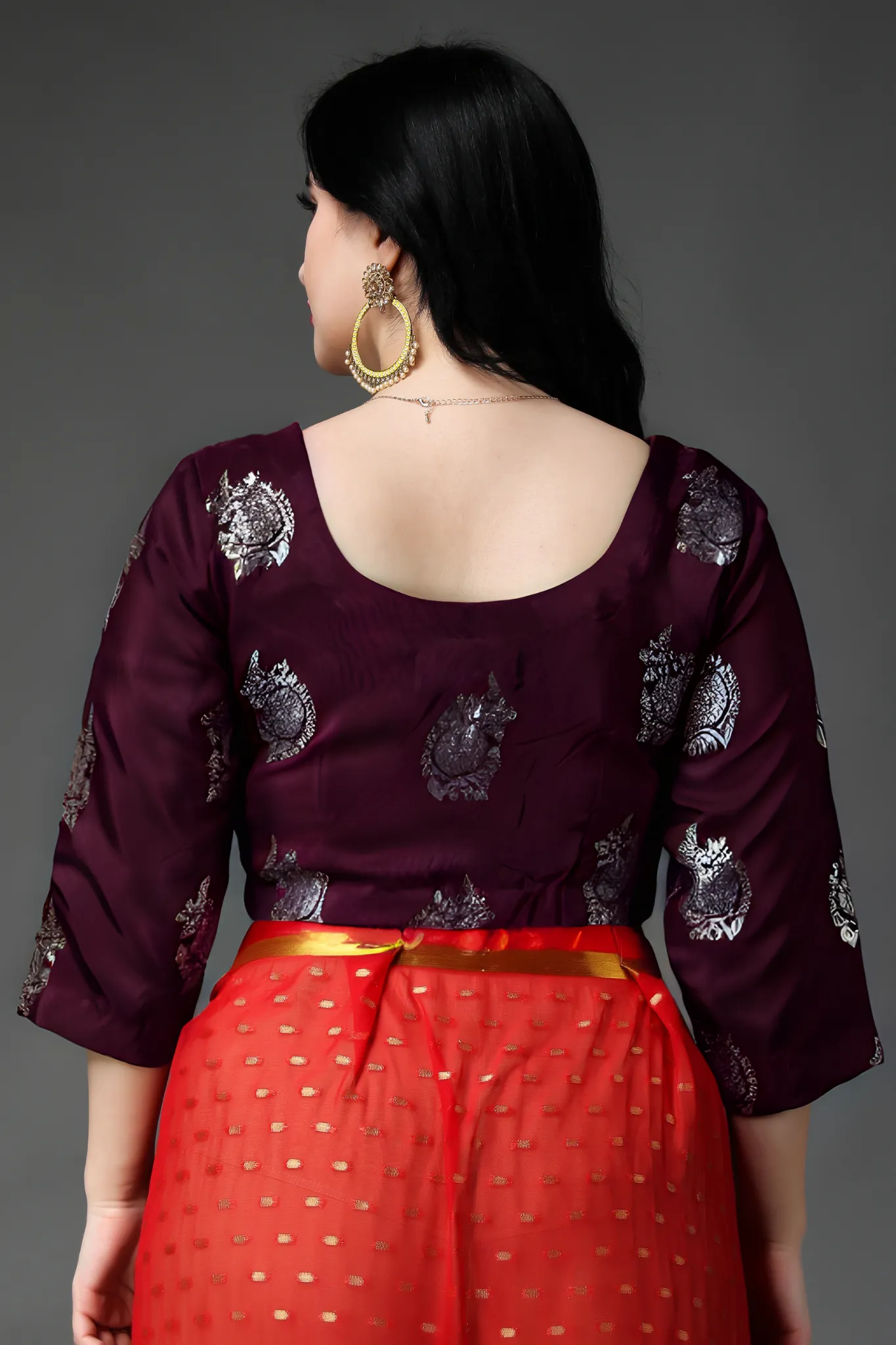 Elegant Wine Silk Blouse