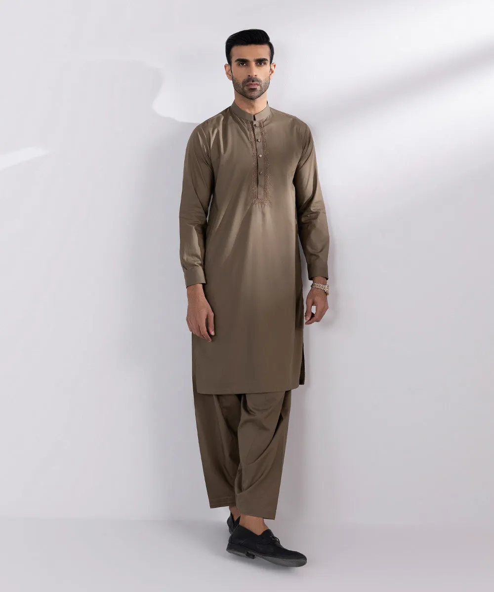 Embroidered Egyptian Cotton Suit