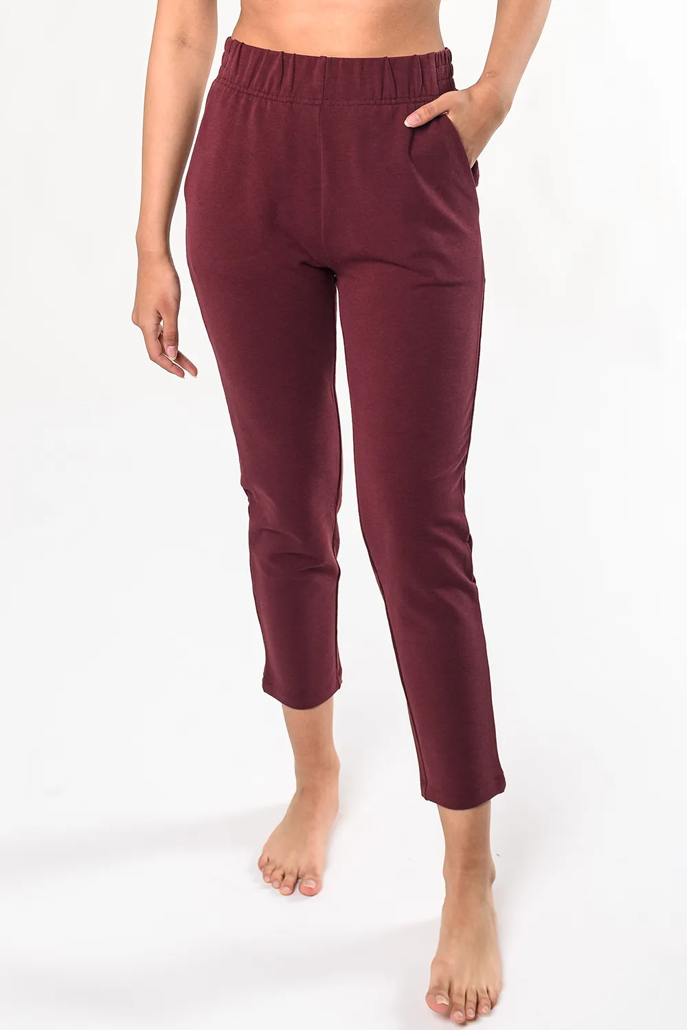 Giselle Pull On Bamboo Ankle Pant - Wine