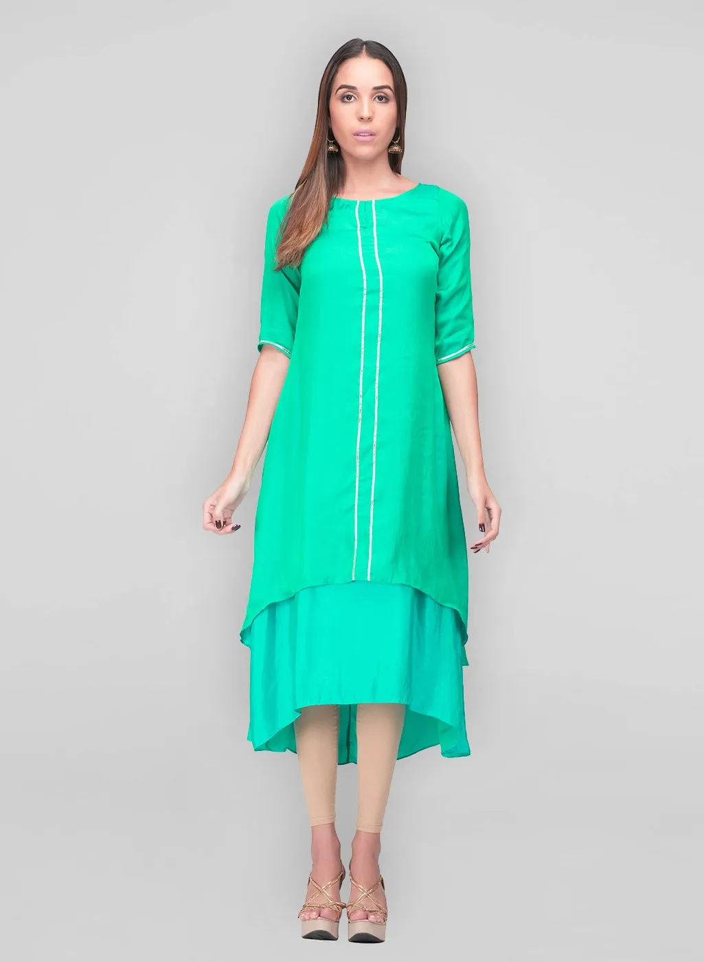 Green Silk layered dress