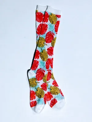 Hawaiian Leaf Knee High Socks