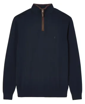 Hillside Quarter Zip Knit Jumper - Navy