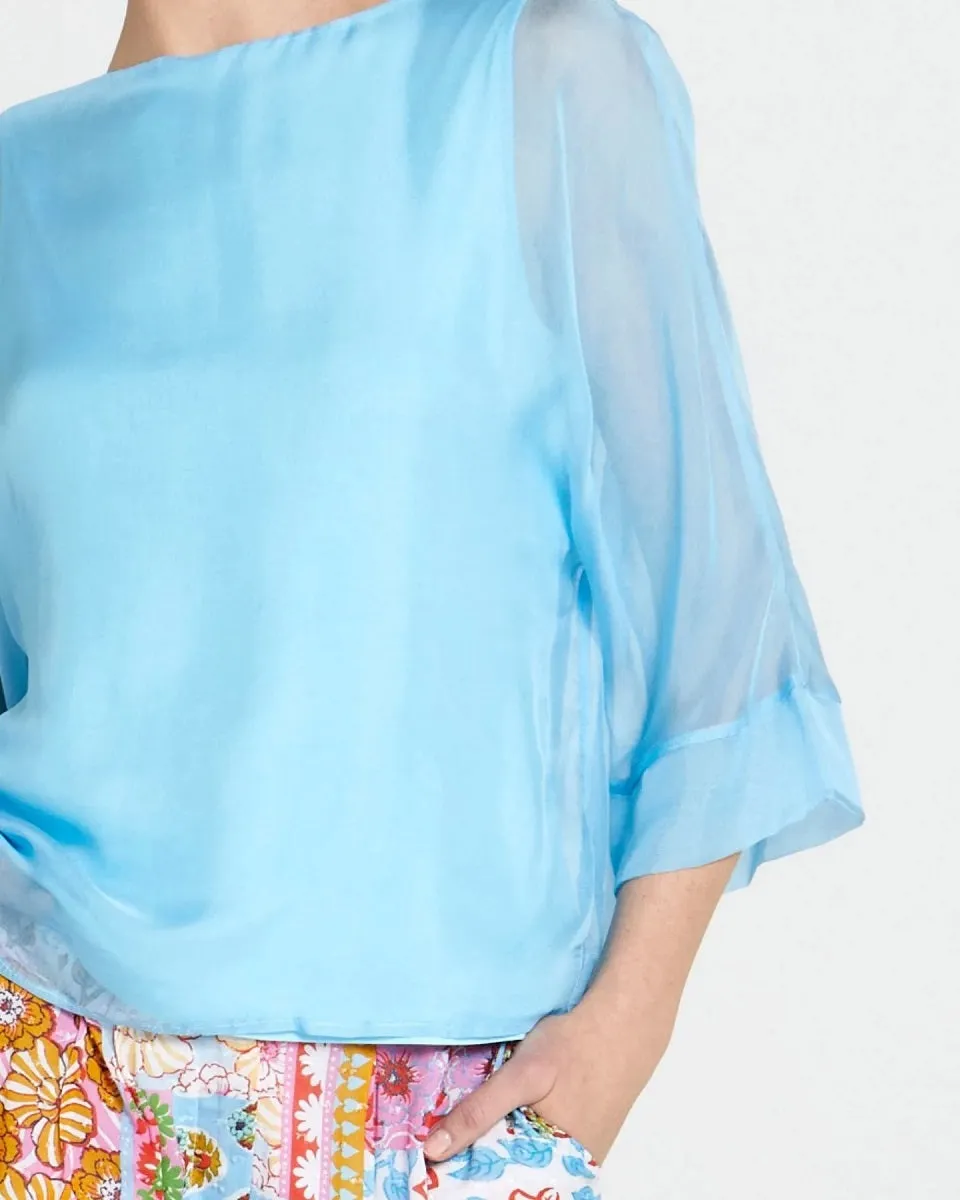 Illusion Silk Top Blue