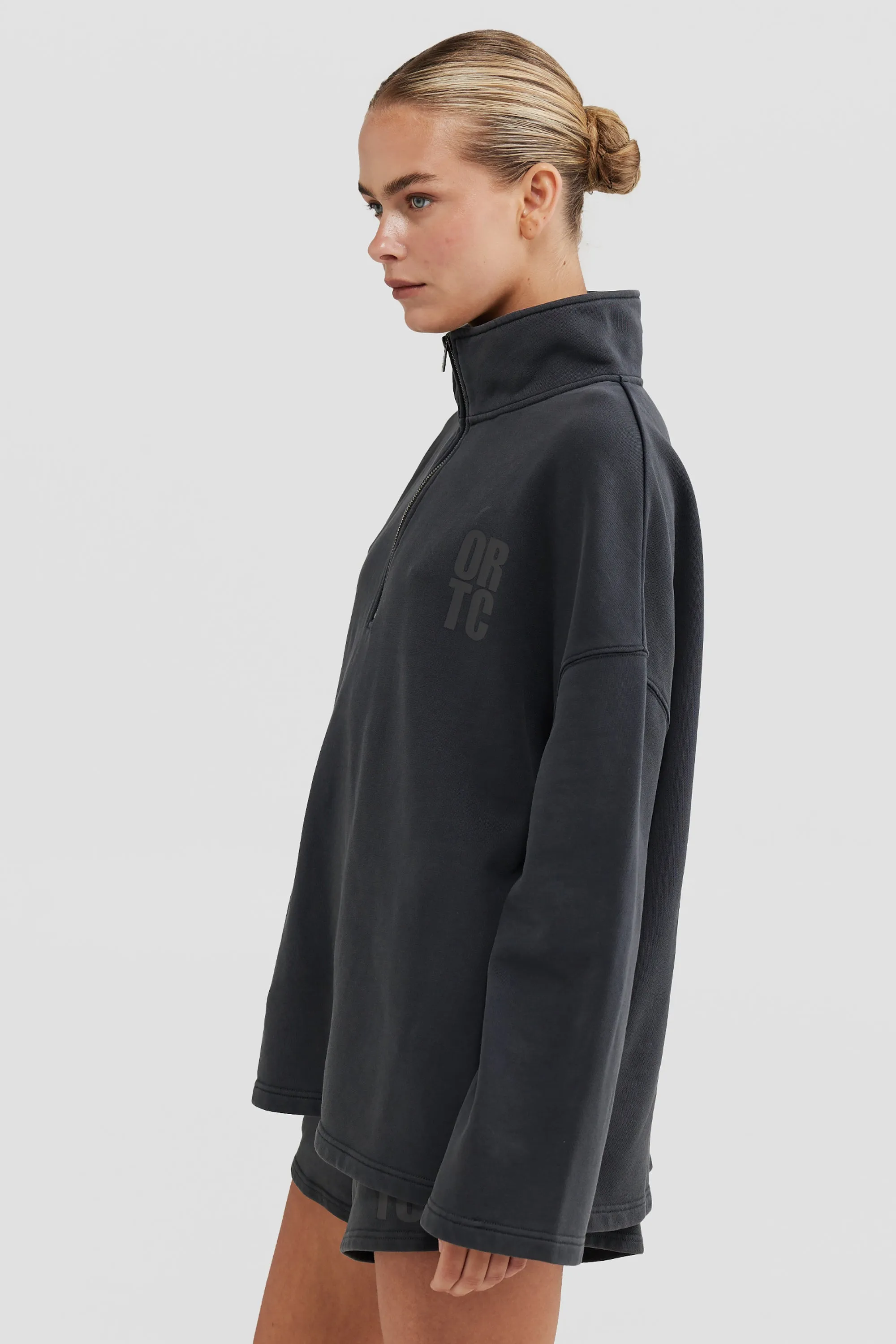 Isla Oversized Quarter Zip Charcoal