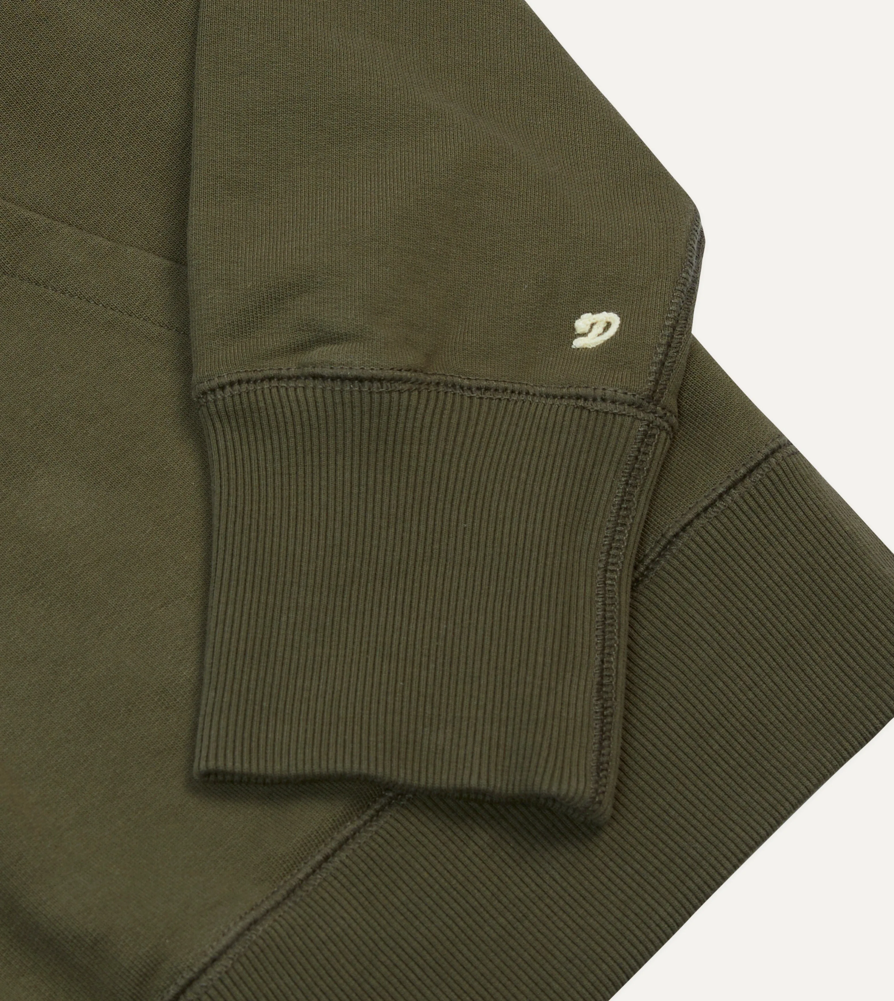 Khaki Green Cotton Quarter Zip Sweatshirt