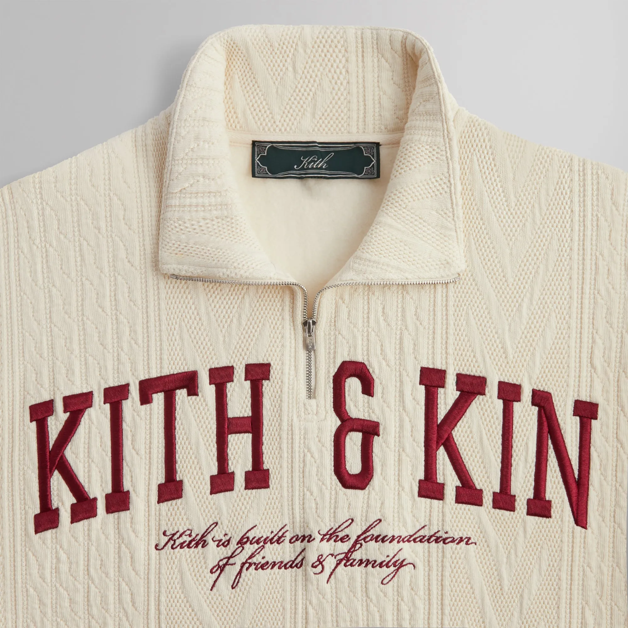 Kith Cable Fleece Quarter Zip - Sandrift