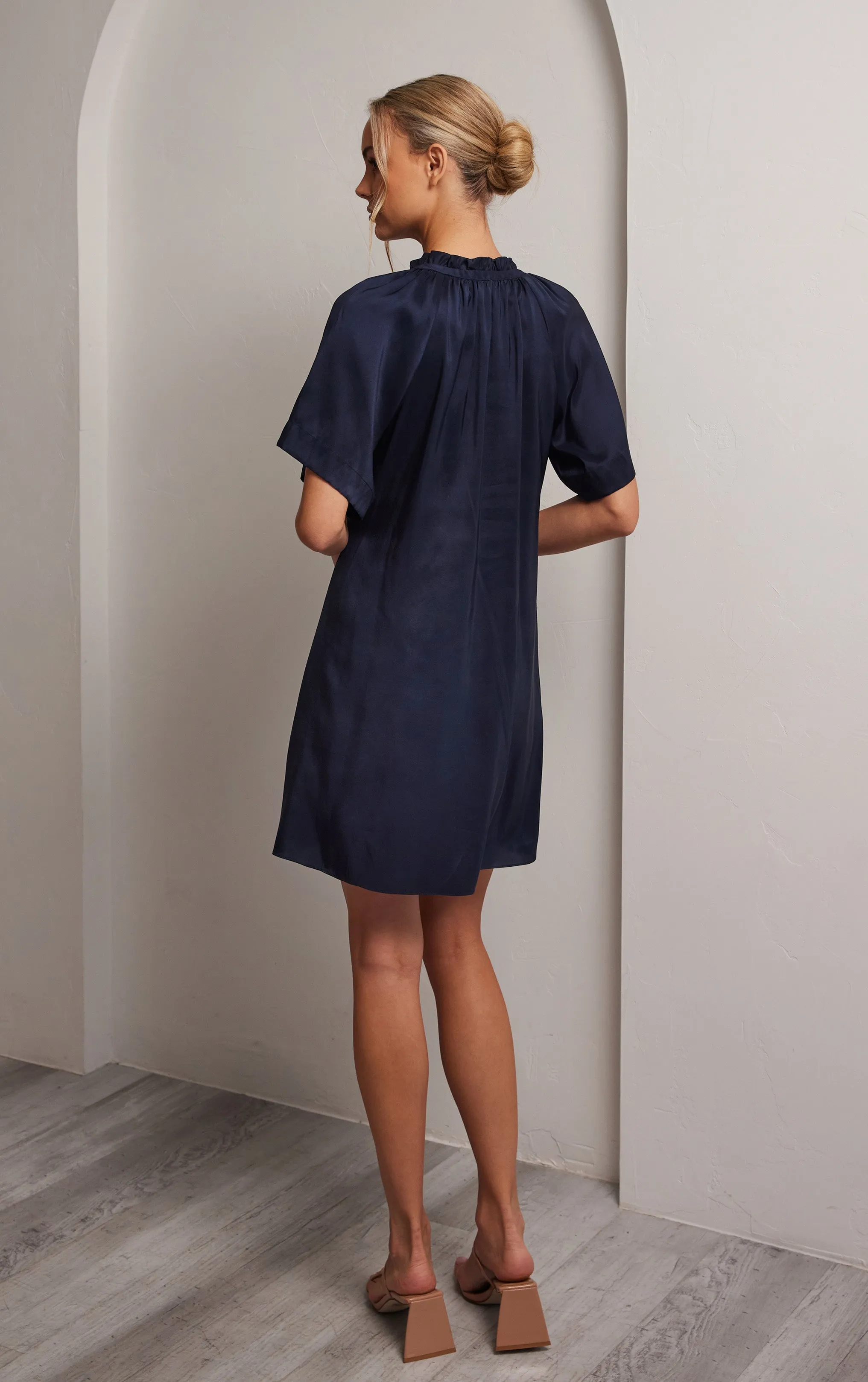 Lana Silk Dress - Navy