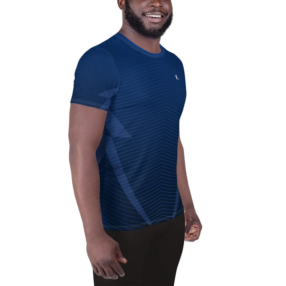 Men's Blue Patterned Athletic T-shirt