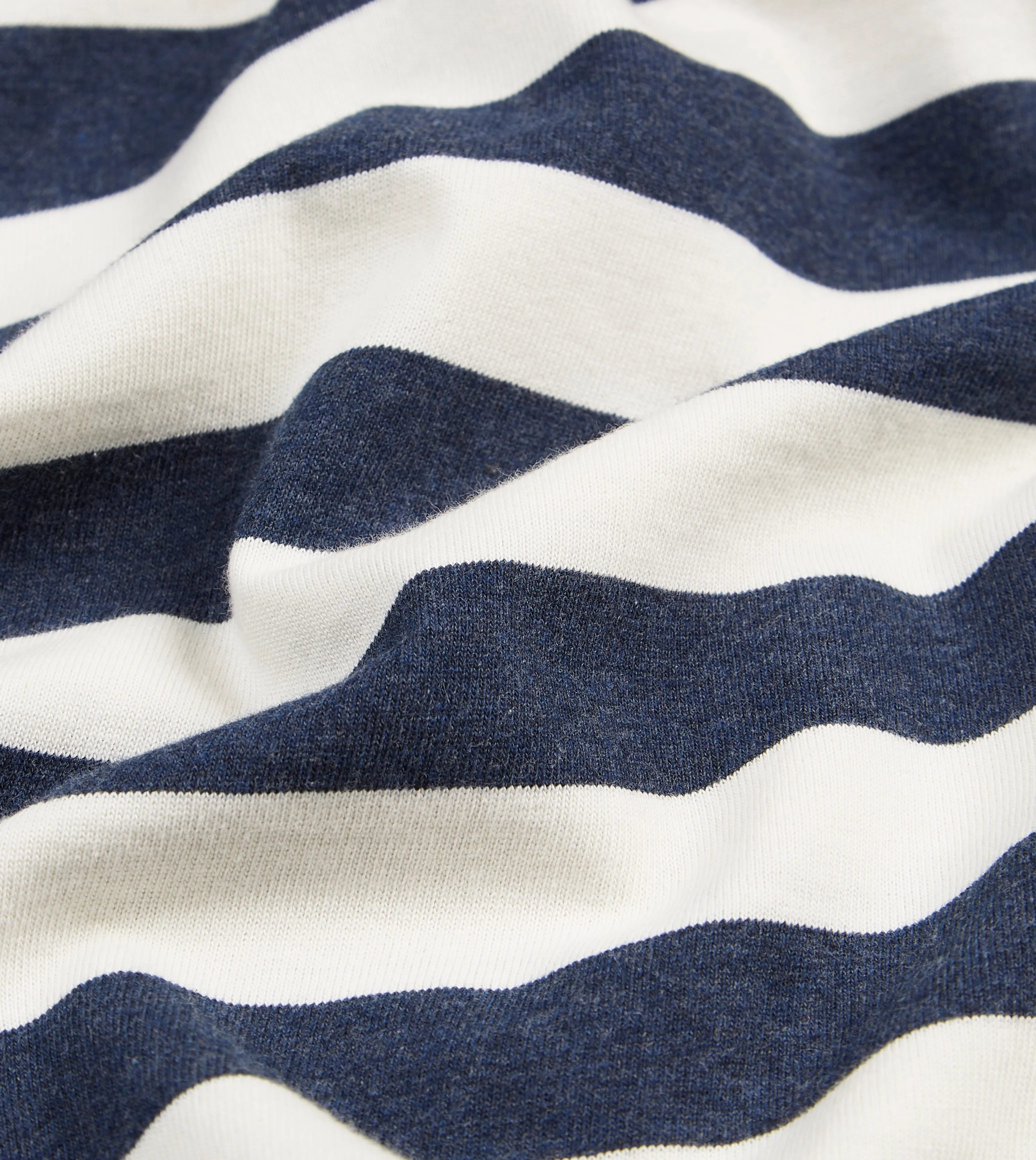 Navy and White Block Stripe Cotton Crew Neck Hiking T-Shirt