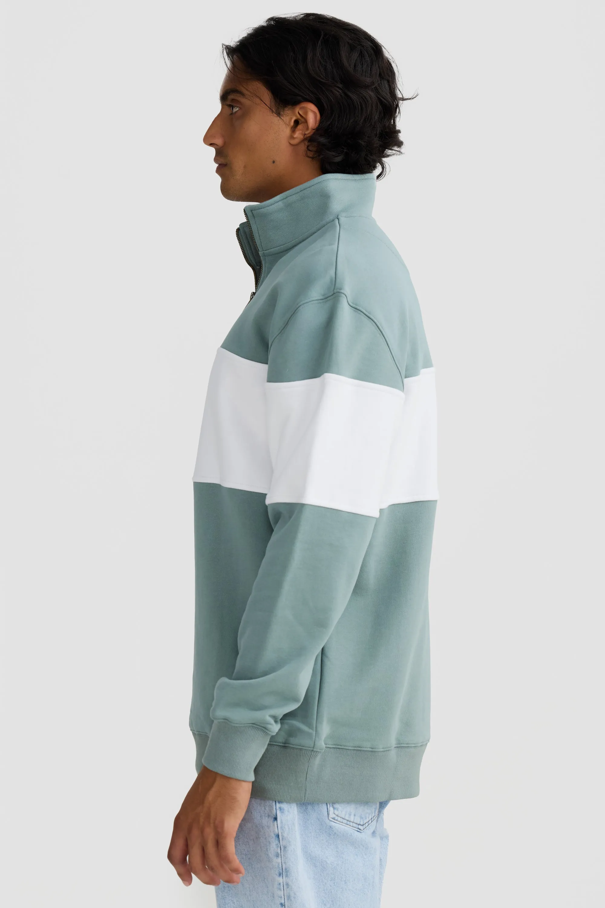 Panel Quarter Zip Seafoam