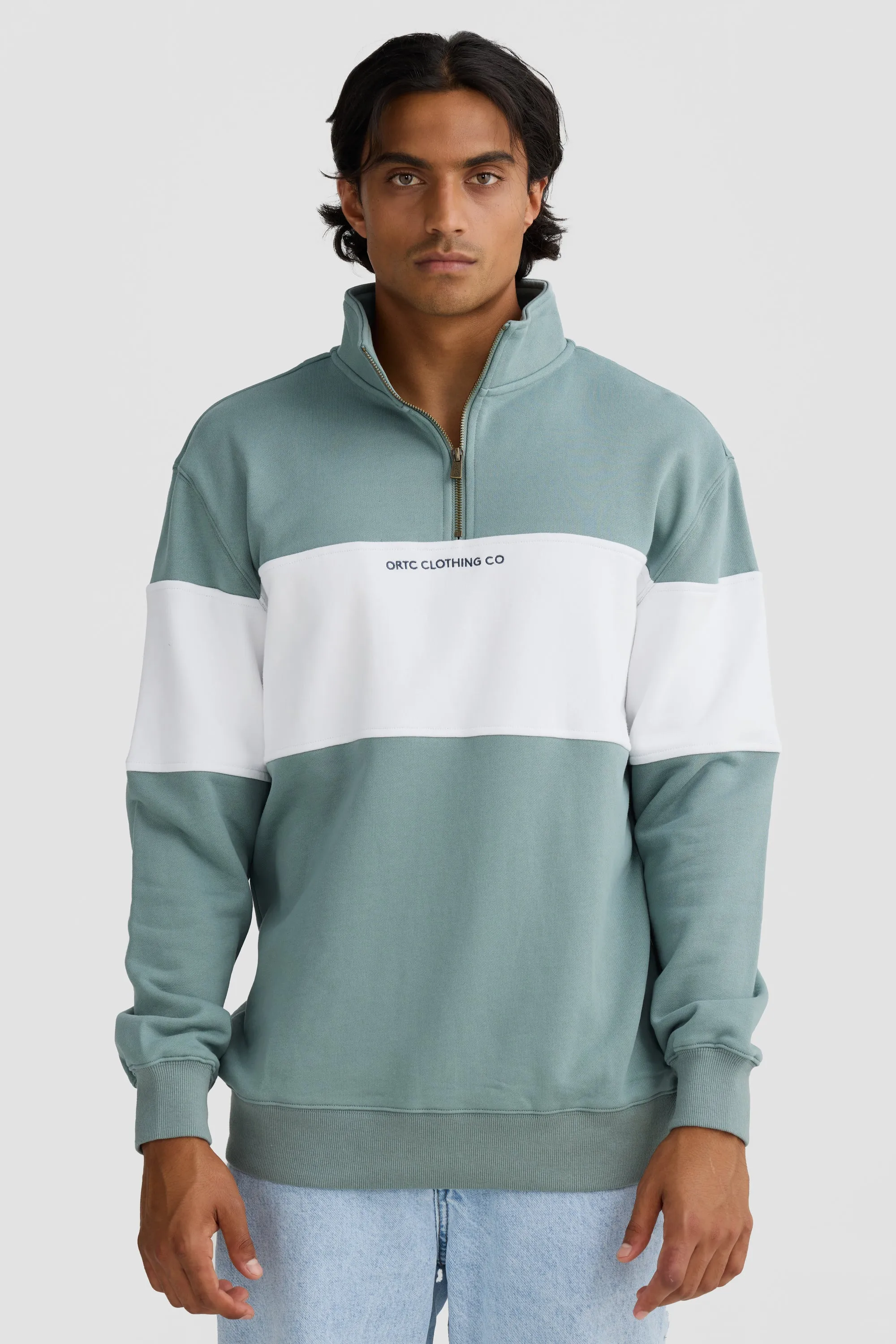 Panel Quarter Zip Seafoam