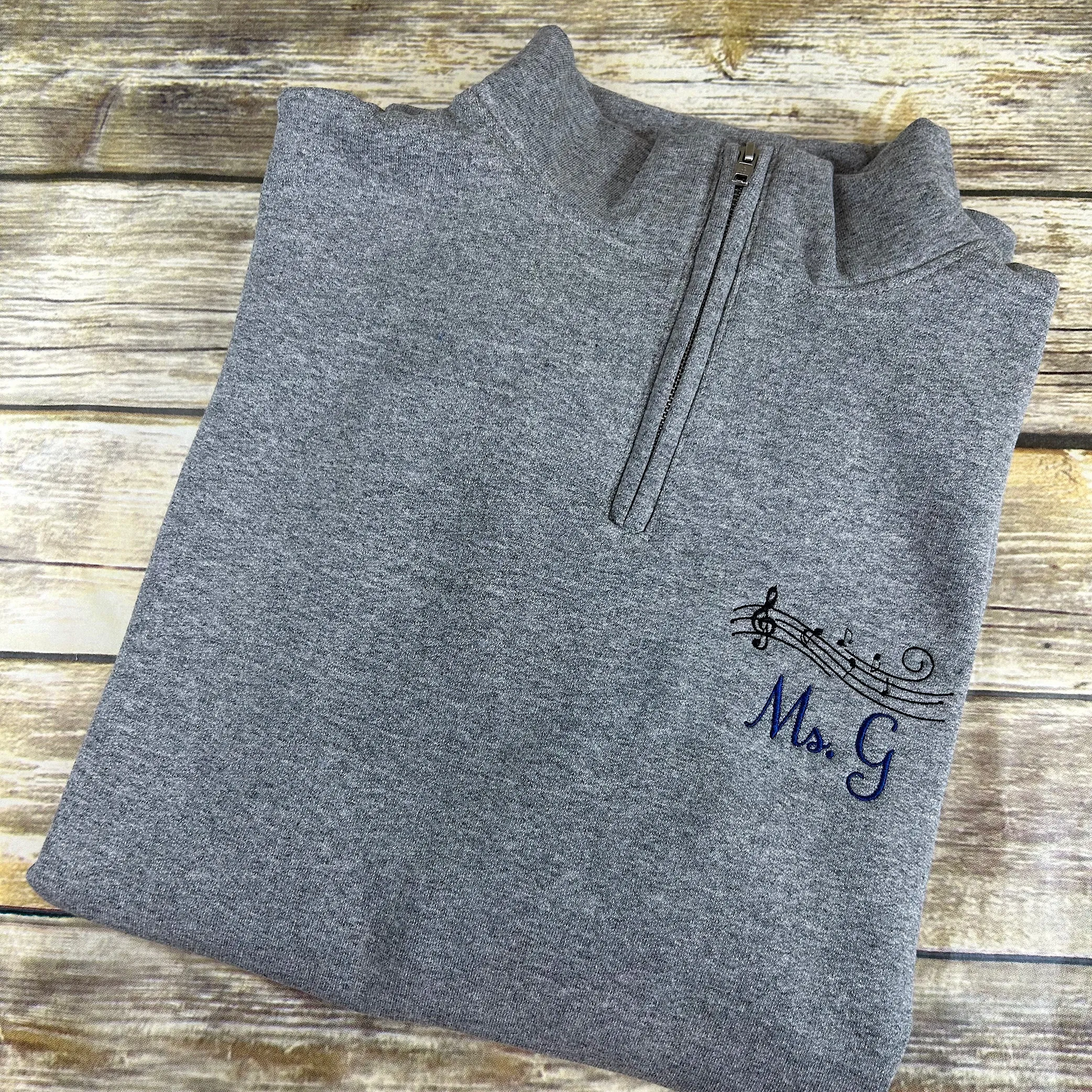 Personalized Music Note Quarter Zip Sweatshirt