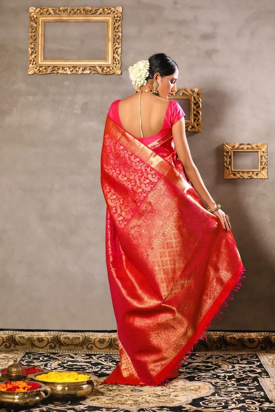 Pink kanjeevaram silk saree