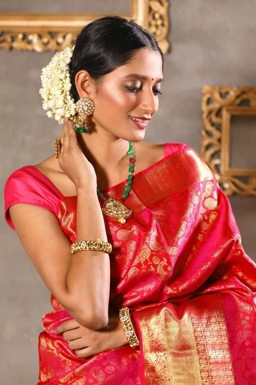 Pink kanjeevaram silk saree