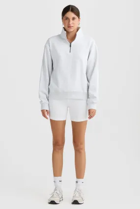 Quarter Zip White Marle