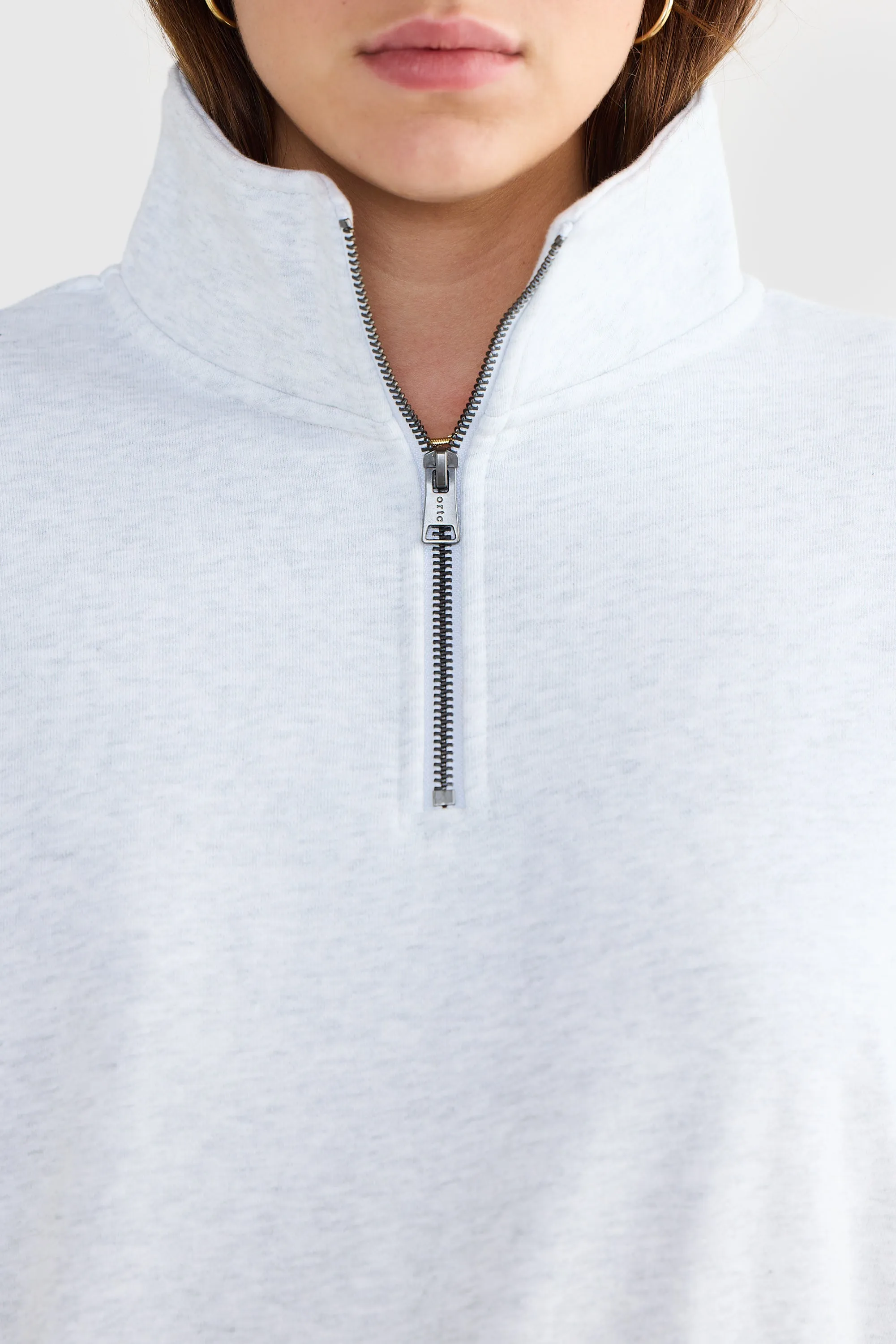 Quarter Zip White Marle