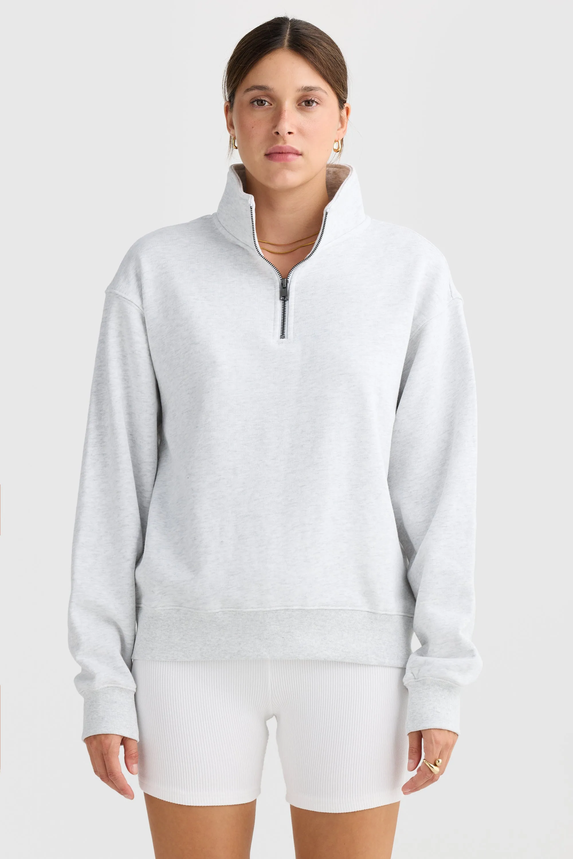 Quarter Zip White Marle